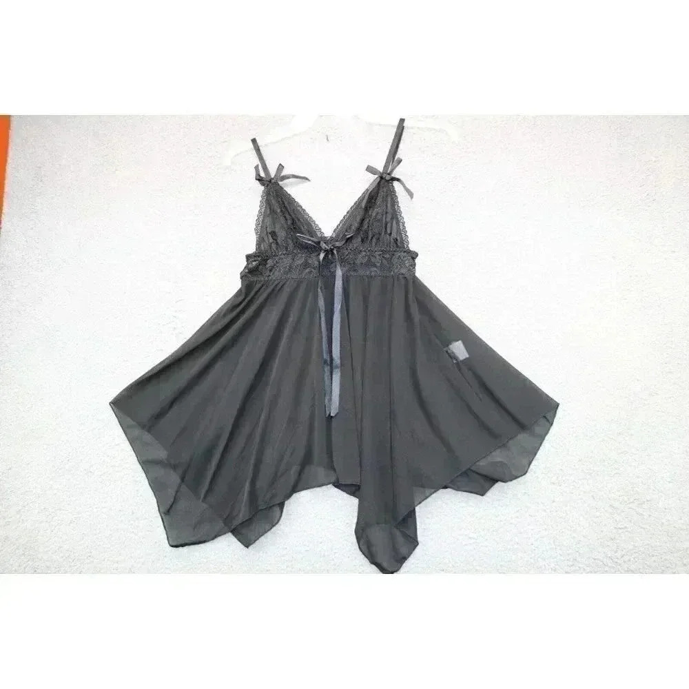 Women's Avid Love Black Sheer Babydoll-Lacy-Size Small